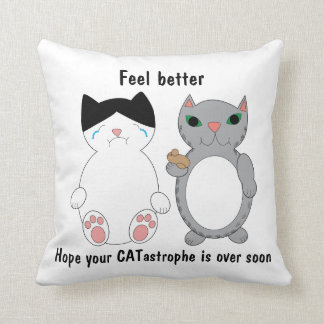 Get Well Feel Better Cat Funny Personalize Throw Pillow