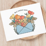 Get Well Flowers Illustrated Postcard<br><div class="desc">Need a thoughtful way to send well wishes? Look no further than our "Feel Better Soon" postcard. Featuring a charming illustration of an envelope adorned with vibrant flowers bursting forth, this postcard conveys heartfelt sentiments in a simple yet delightful manner. Personalize the message to add a personalized touch, making it...</div>