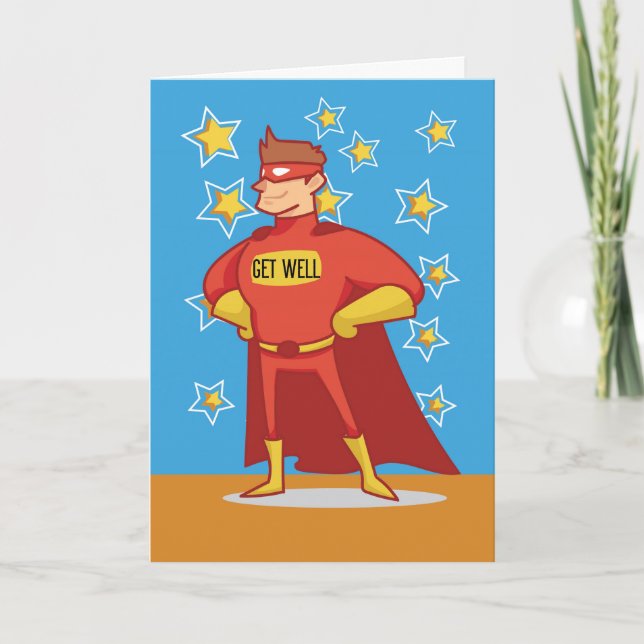 Get Well from Cancer Superhero Card (Front)