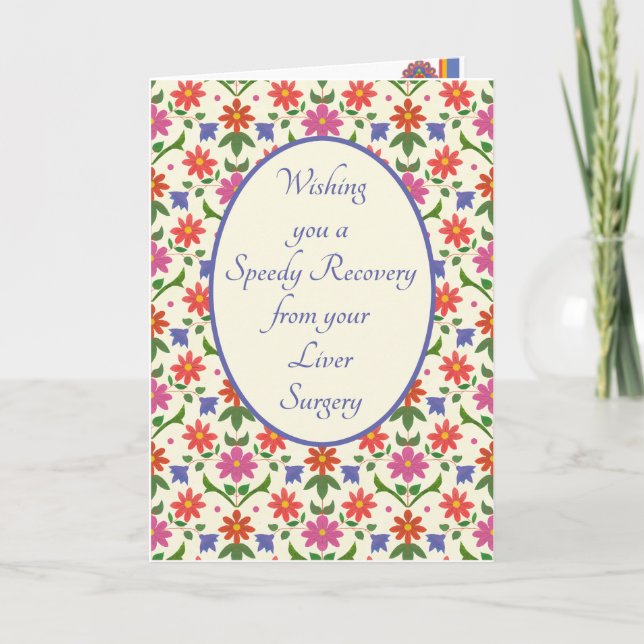 Get Well from Liver Surgery Card, Rangoli Flowers Card (Front)