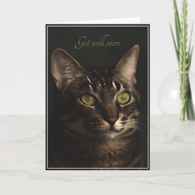 Get Well From The Cat Folded Greeting Card (Front)