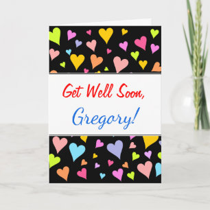 Get Well + Fun, Loving, Colourful Hearts Pattern Card