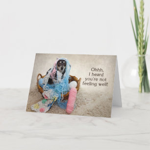 GET WELL - HUMOR - DOG TANGLED IN YARN CARD