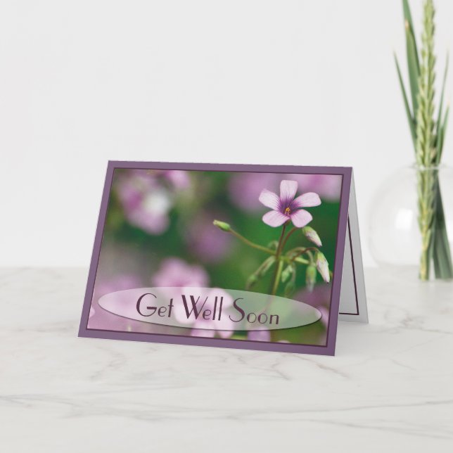 Get Well - Pink Wood Sorrel Greeting Card (Front)