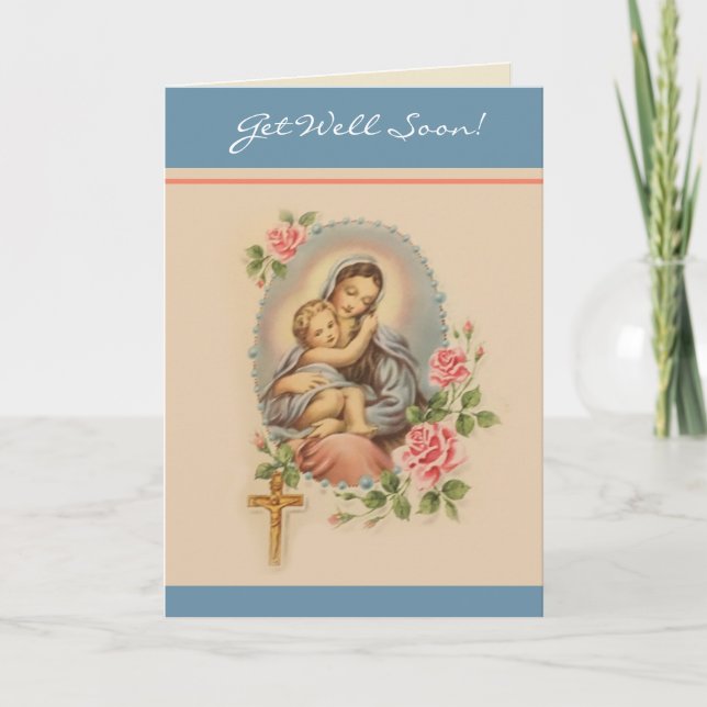 Get Well Religious Virgin Mary Memorare Prayer Card (Front)