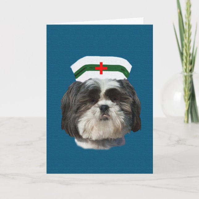 Get Well, Shih Tzu Dog Card (Front)
