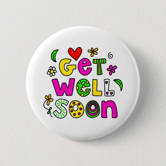 Get Well Soon 2 Inch Round Button (Front)