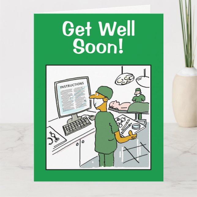 Get Well Soon - Asian Surgeon About to Operate Card (Front)