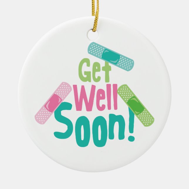 Get Well Soon Band-Aid Ceramic Ornament (Front)