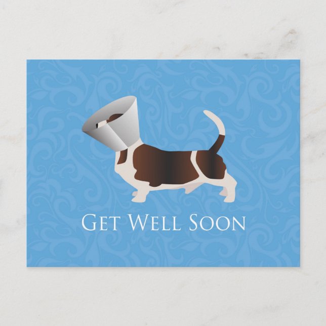 Get Well Soon - Basset Hound Male Postcard (Front)