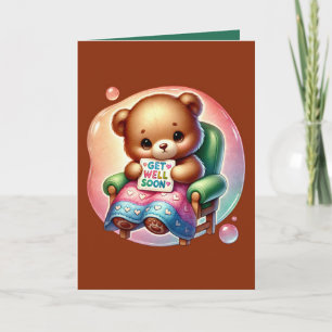 Get well soon bear add message card