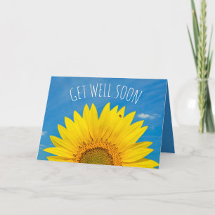 Get Well Soon Beautiful Yellow Sunflower Holiday Card
