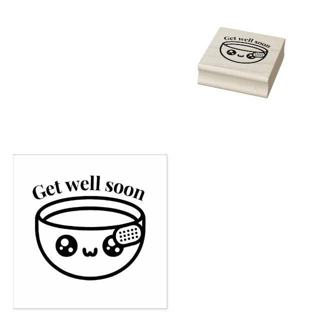 Get Well Soon Bowl of Soup Wood Art Stamp (Stamped)