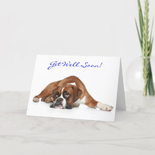Get Well Soon Boxer Dog Greeting Card - Verse