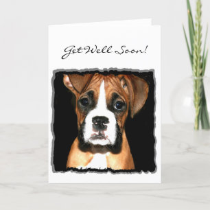 Get well soon Boxer Puppy greeting card