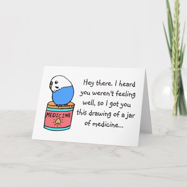 Get Well Soon- Budgie Card (Front)