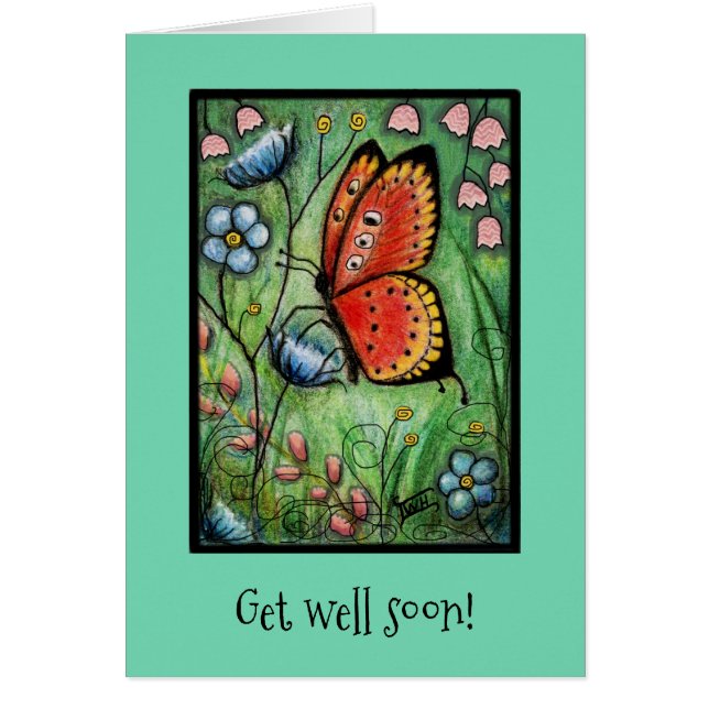 "Get Well Soon!" Butterfly card (customizable) (Front)