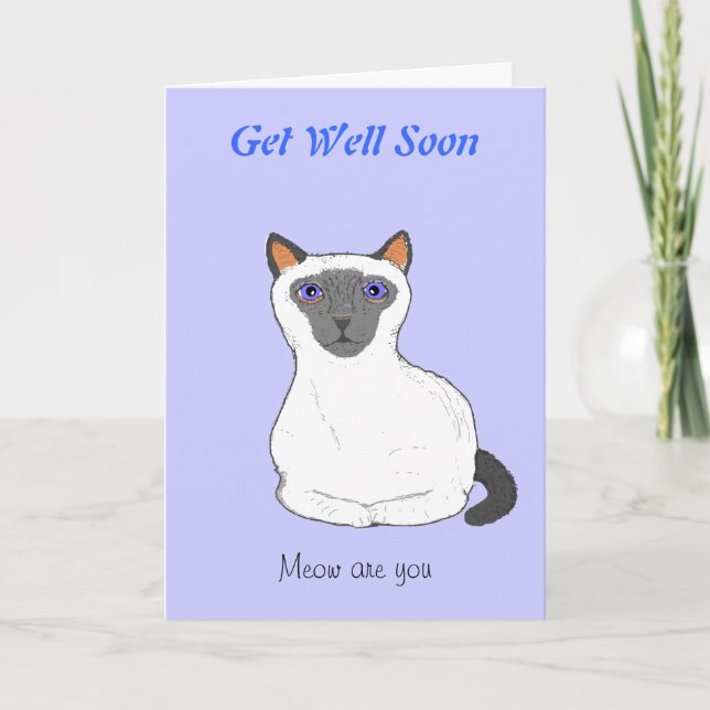 Get well soon card, customize. Cat drawing Card (Front)