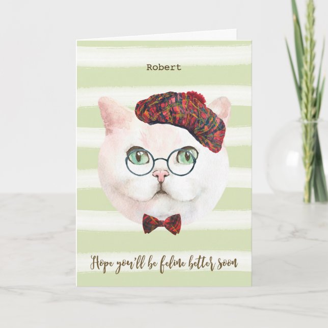 get well soon card funny cat quote (Front)