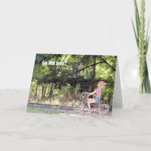 Get Well Soon Card, Girl, Bicycle & Nature Card