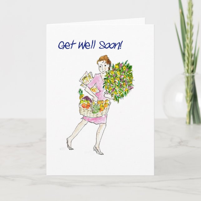 Get Well Soon Card with fruit and flowers (Front)