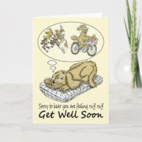 Get Well Soon Cartoon Dog Dreaming of Food