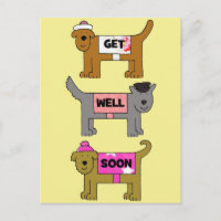 Get Well Soon Cartoon Dogs in Clothes.