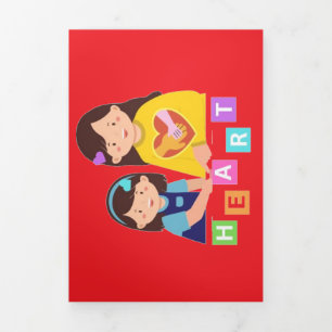 GET WELL SOON COLORFUL HEARTS Tri-Fold CARD