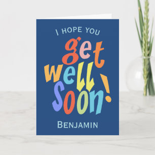 Get Well Soon Colourful Typographic Card