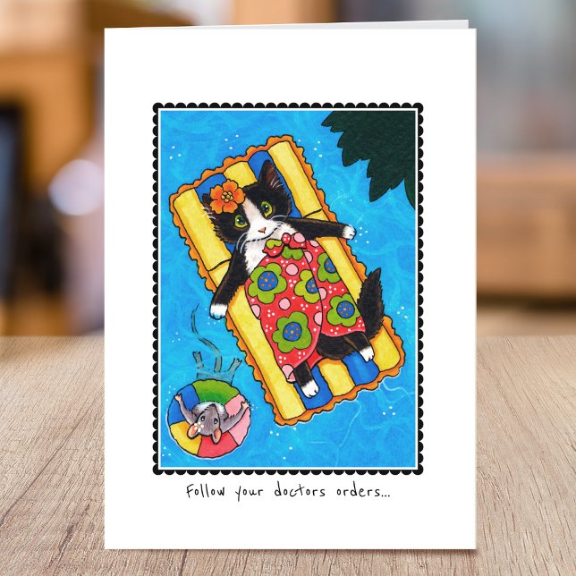 Get Well Soon Cute Cat Mouse Folded Card (Creator Uploaded)