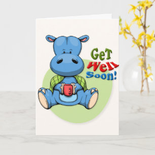 Get Well Soon Cute Hippo Greeting Card
