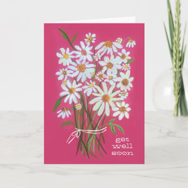 GET WELL SOON Daisy Bouquet Customize it! Card (Front)
