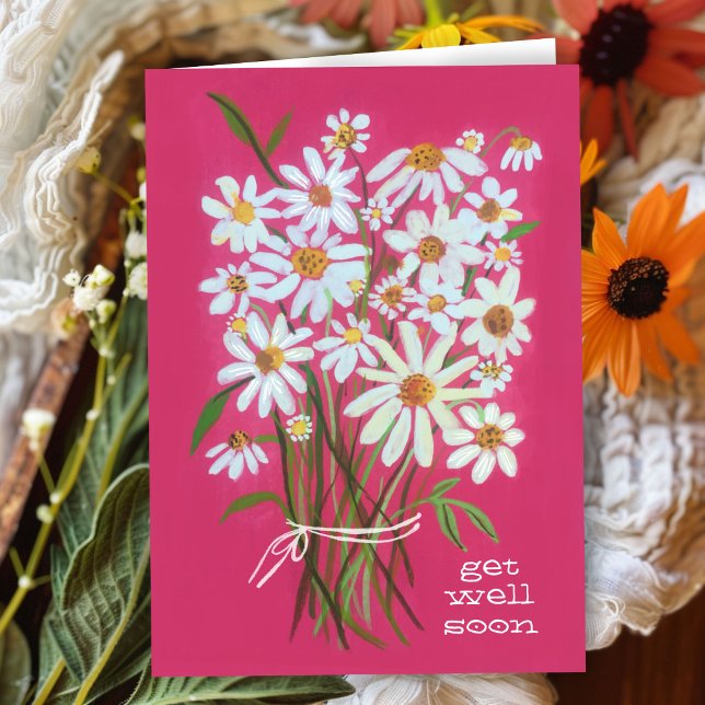 GET WELL SOON Daisy Bouquet Customize it! Card (GET WELL SOON Handpainted Daisy Bouquet Customize it! Card
)