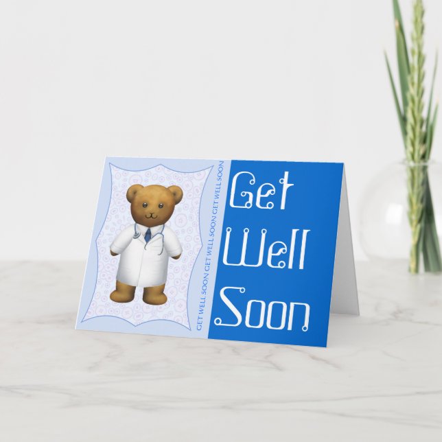 Get Well soon - Doctor Teddy Bear Card (Front)