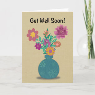 Get Well Soon Floral Bouquet Greeting Card