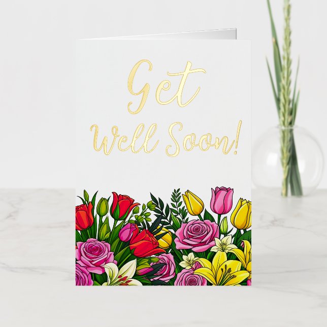 Get Well Soon Foil Greeting Card (Front)