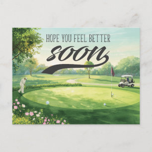 Get well soon for golfer postcard