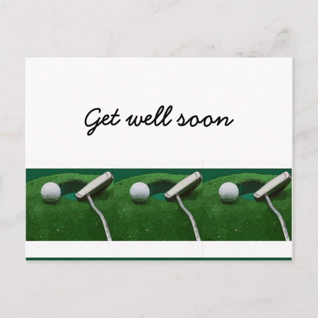 Get well soon for golfer postcard (Front)