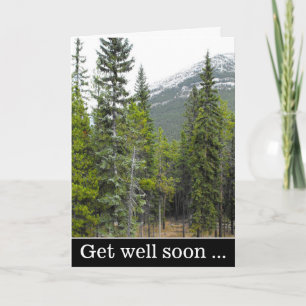 "Get well soon ..." + Forest and Mountain Scene Card
