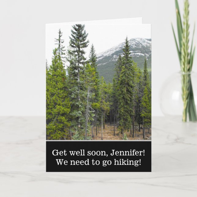 "Get well soon" + Forest and Mountain Scene Card (Front)
