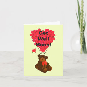 Get well soon fun teddy bear cartoon  design card