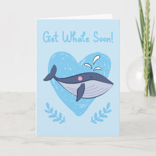 Get Well Soon Funny Cartoon Whale Greeting Card