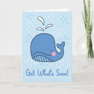 Get Well Soon Funny Cartoon Whale Greeting Card