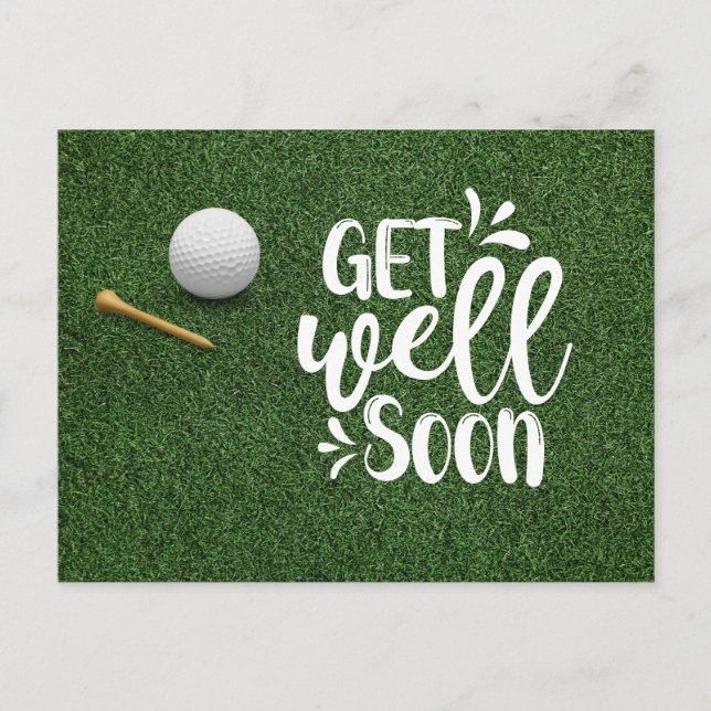 Get well soon Golfer with two golf balls and tee P Postcard (Front)