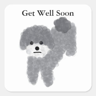 Get Well Soon Grey Poodle #2 Stickers