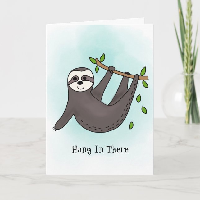 Get Well Soon Hang In There Encouragement Sloth Thank You Card (Front)