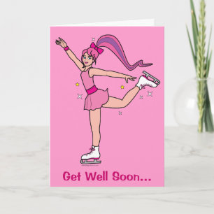 Get Well Soon Ice Skating Team Card
