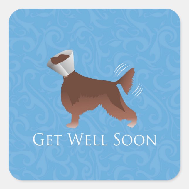 Get Well Soon - Irish Setter Male Square Sticker (Front)