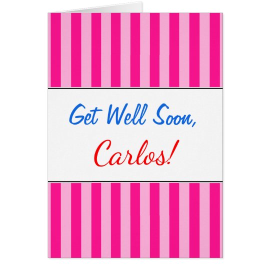 "Get Well Soon" + Light Pink & Deep Pink Stripes Card
