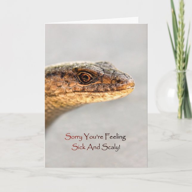 Get Well Soon, Lizard, Sorry You're Sick And Scaly Card (Front)